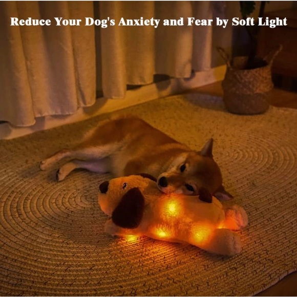 Plush Dog Calming Anxiety Relief Toy with Soft Light & Reusable Heat Pack. NEW - Picture 6 of 11